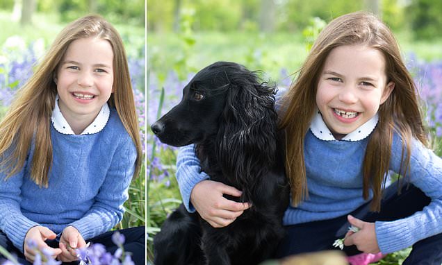 Happy Birthday, Princess! Charlotte celebrates turning seven by posing with the new puppy Orla