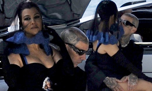 Kourtney Kardashian indulges in PDA with Travis Barker on pre-wedding family boat ride in Portofino
