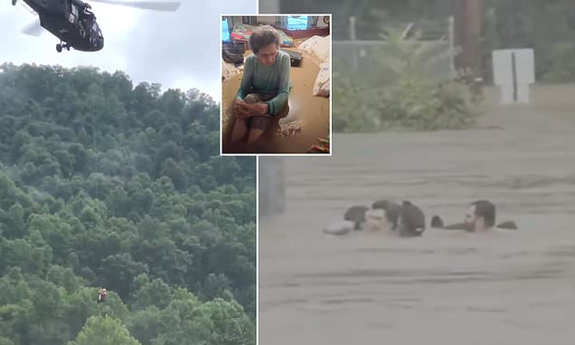 Moments 98-year-old rescued by Good Samaritan and woman, 83, airlifted to safety in Kentucky floods