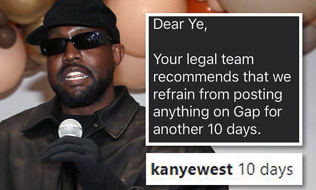 Kanye West turns attention to Gap after Adidas feud, until his legal team tells him to cool it