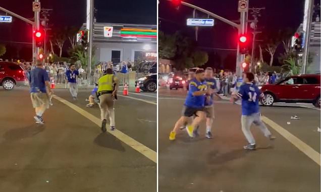 Rams and Bills fans do battle in the streets of LA after Buffalo's 31-10 win