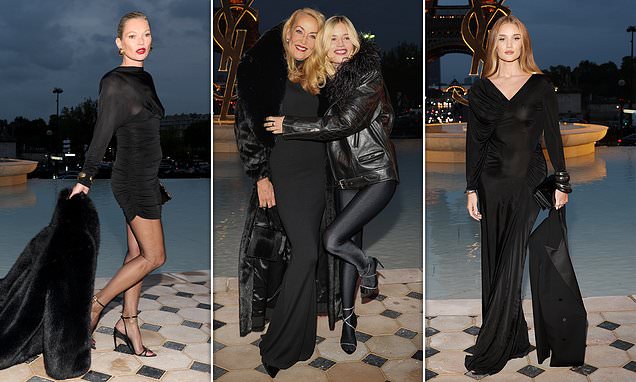 Kate Moss joins Jerry Hall, Georgia May Jagger and Rosie Huntington Whiteley at YSL show during PFW