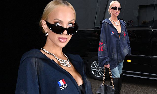 Christine Quinn shows off her style credentials in black bra and oversized hoodie at Balenciaga show