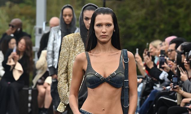 Bella and Gigi Hadid rock the Givenchy catwalk in double denim during Paris Fashion Week