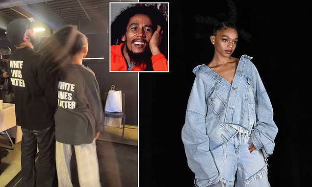 Bob Marley's granddaughter models Kanye West's new White Lives Matter design in Paris  