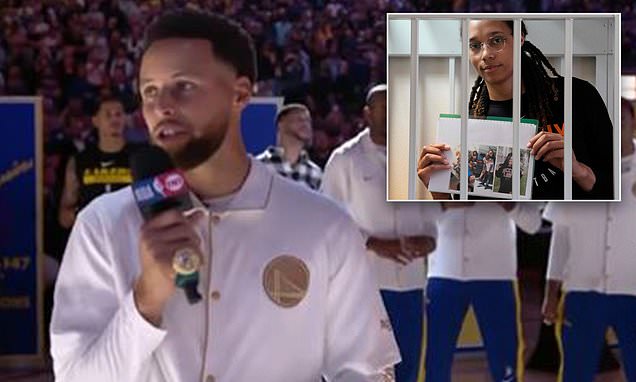 Steph Curry shouts out Brittney Griner during championship ring night speech