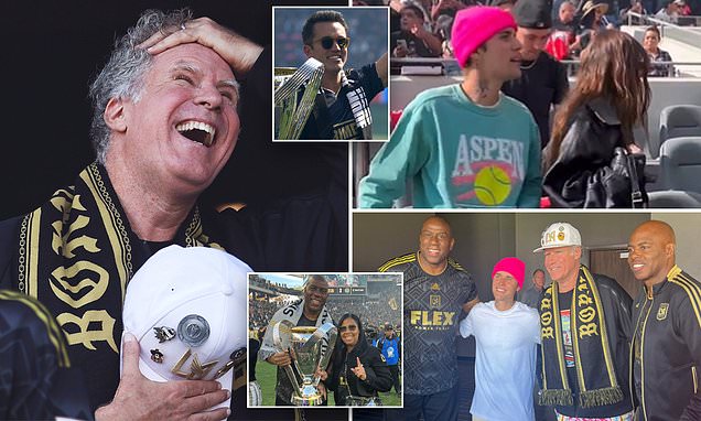 Will Ferrell, Magic Johnson celebrate LAFC MLS win with Justin Bieber but a loss for Rob McElhenney