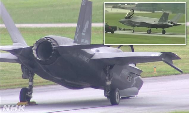 Moment $100M F-35 stealth fighter CRASHES into runway after undercarriage collapses