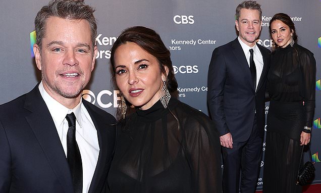 Matt Damon looks sharp with his wife Luciana Barroso as they attend the 45th Kennedy Center Honors
