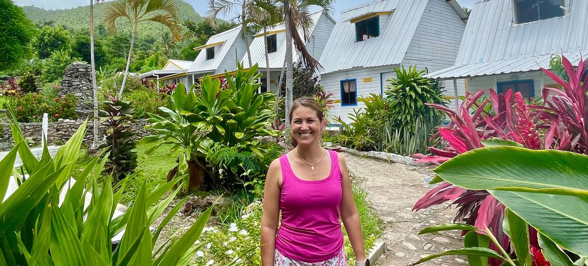 Juanita Angel, hotel owner in Providencia, is working to restore her family property to its former glory. Juanita Angel, hotel owner in Providencia, is working to restore her family property to its former glory.