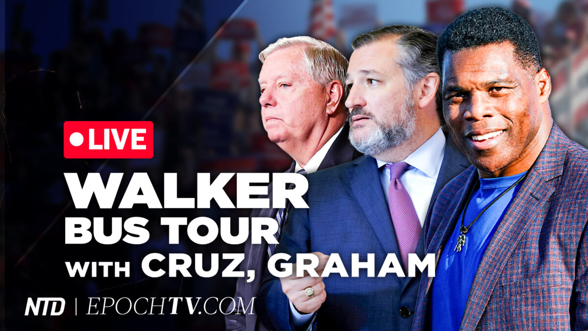 LIVE 7:45 PM ET: Herschel Walker Bus Tour With Ted Cruz and Lindsey Graham