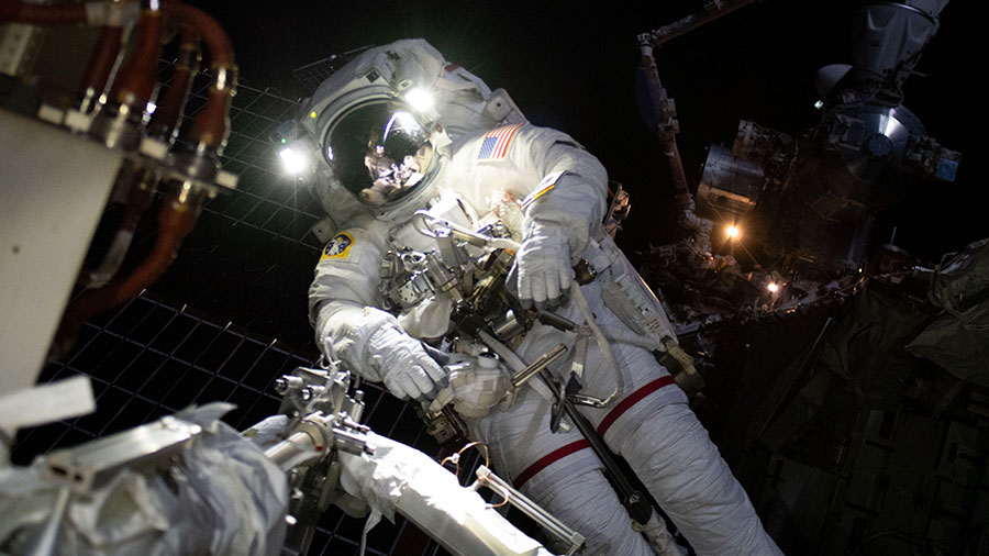 Spacewalkers Exit Station to Install Roll-Out Solar Array