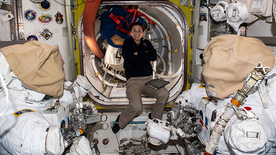 Spacewalkers Relax, Science Continues as Station Orbits Higher